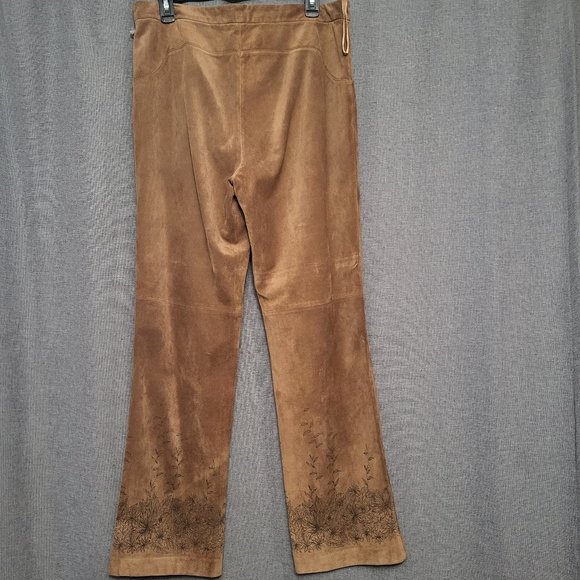Genuine Leather High rise pants Size 12 Brown sustainable affordable fashion - Picture 5 of 11